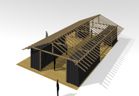 ハイブリッド別荘計画（コンテナ＋木造）