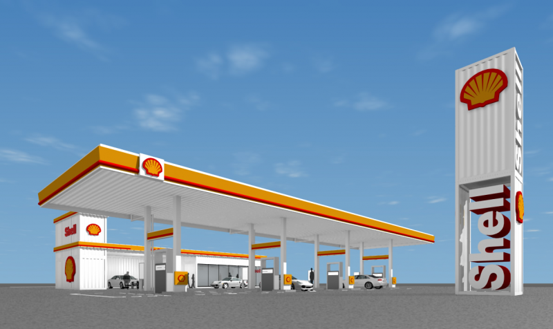 ガソリンスタンド（コンテナ建築）