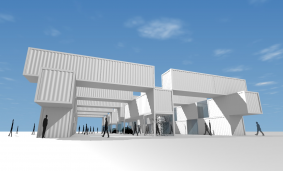スケートリンク広場計画　（コンテナ建築）