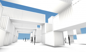 スケートリンク広場計画　（コンテナ建築）