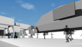 スケートリンク広場計画　（コンテナ建築）