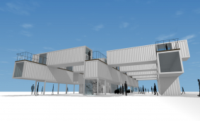 スケートリンク広場計画　（コンテナ建築）