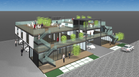 コインパーキング上空利用（コンテナ建築）