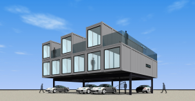 駐車場上空利用（コンテナ建築）