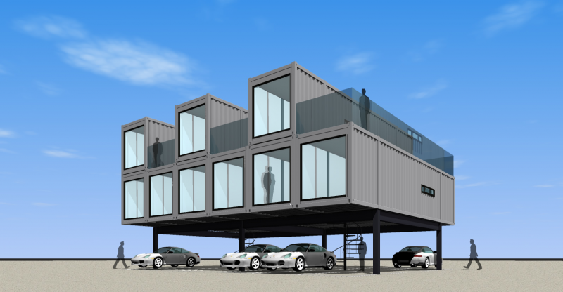 駐車場上空利用（コンテナ建築）